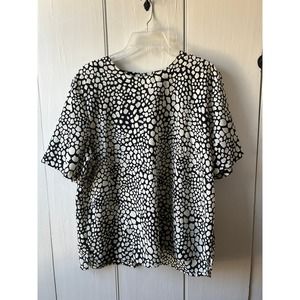 Vintage Kathy che top size large short sleeve polka dot animal print
